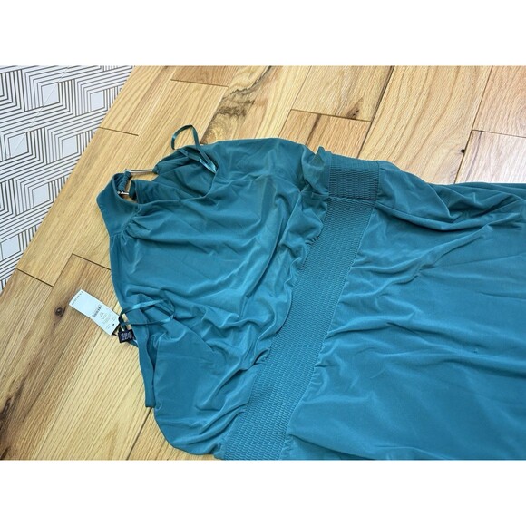 NWT White House Black Market Women's Tropical Teal One Shoulder Dress Size 12 - Picture 9 of 14